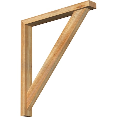 Traditional Block Rough Sawn Bracket W/ Offset Brace, Western Red Cedar, 4W X 32D X 36H